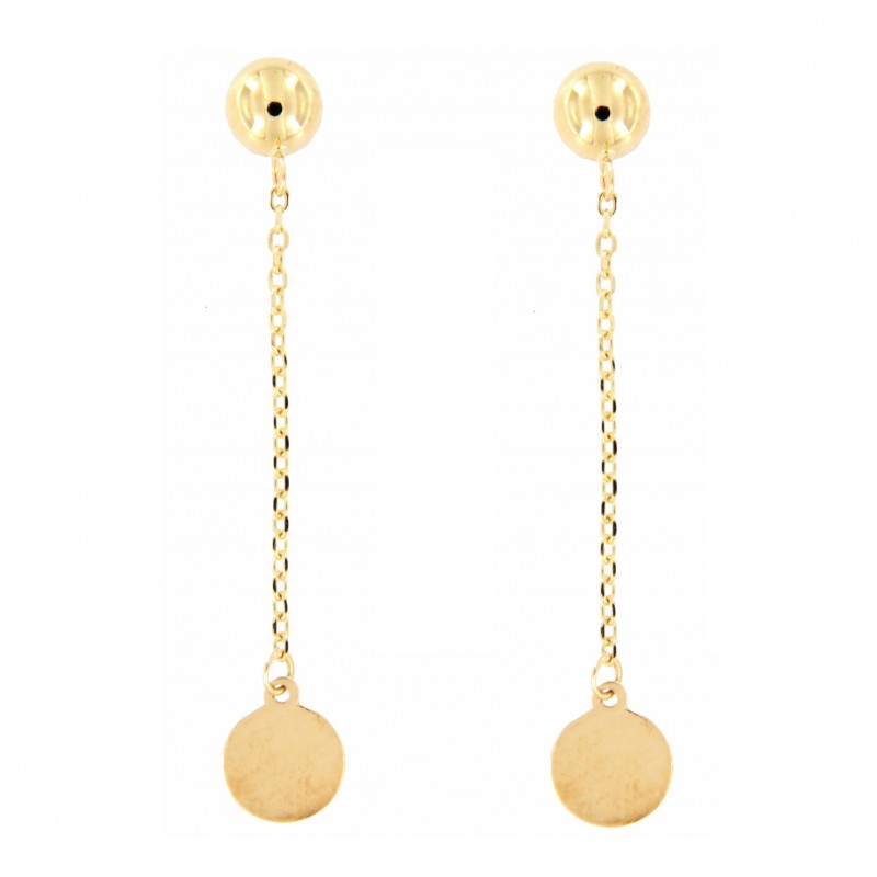 Pendientes cadenita con disco oro 18k [35-10623-ch-p9-839]