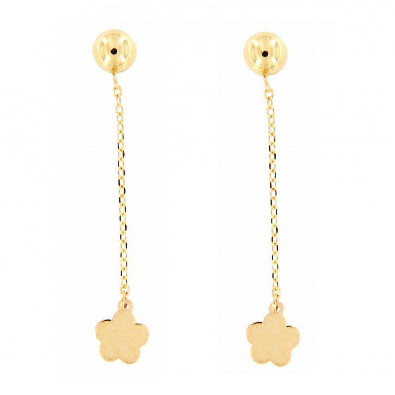 Pendientes cadenita con flor oro 18k [35-10623-fl-p9-839]