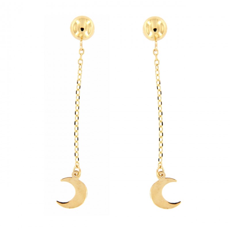 Pendientes cadenita con luna oro 18k [35-10623-lu-p9-839]