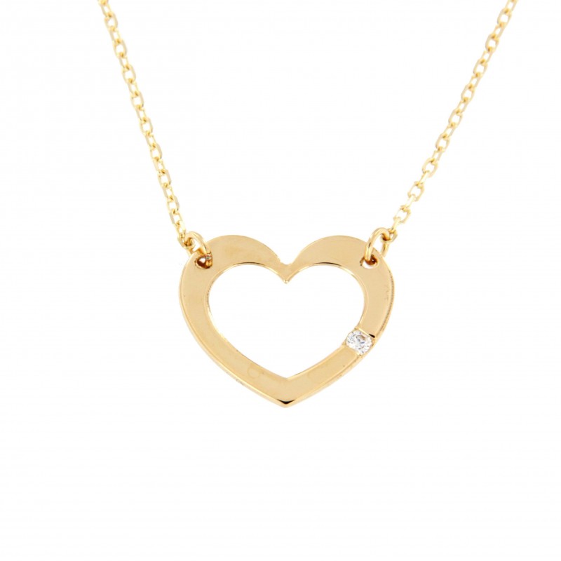 Colgante corazon con cadena oro amarillo 18k [35-128-1 ]