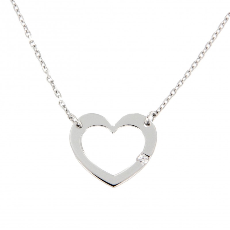 Colgante corazon con cadena oro blanco 18k [35-128-1b ]