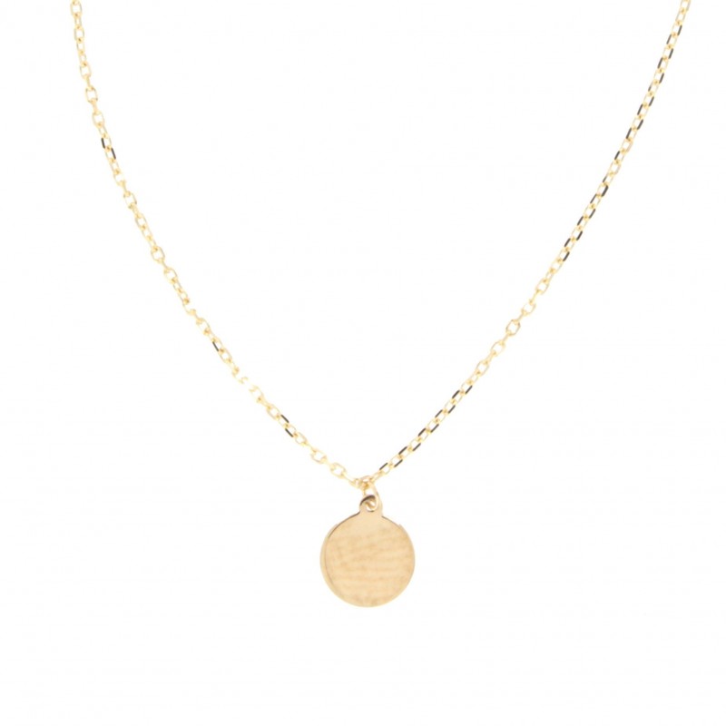 Colgante disco con cadena oro amarillo 18k [35-152-1-ch ]