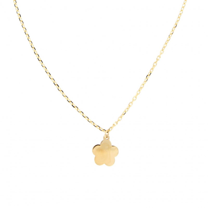 Colgante flor con cadena oro amarillo 18k [35-152-1-fl ]