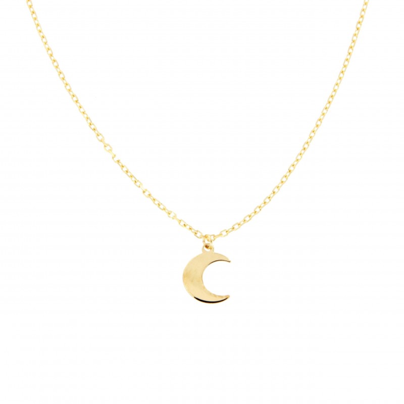 Colgante luna con cadena oro amarillo 18k [35-152-1-lu ]