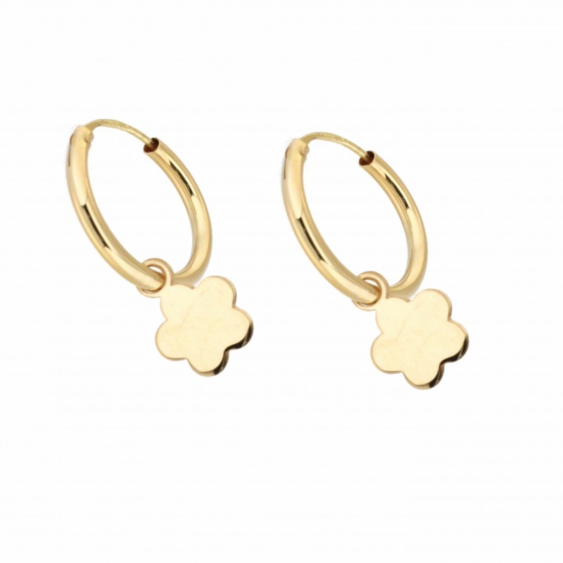 Pendientes aro flor oro 18k [35-3033-13fl-p]