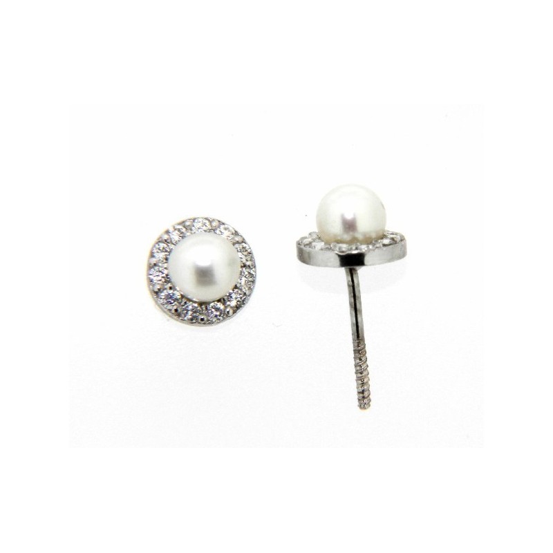 Pendientes perla oro blanco