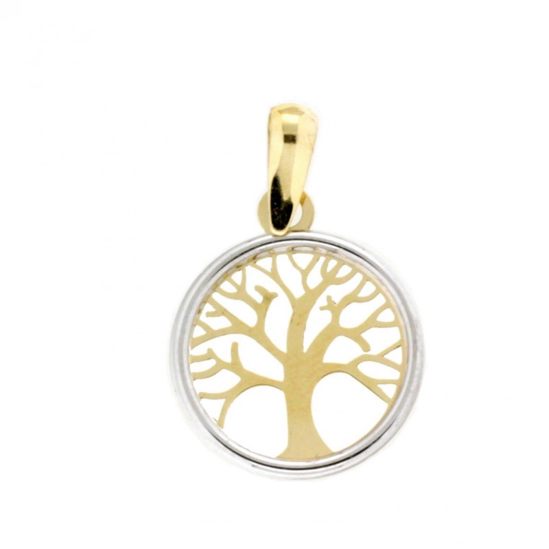 Colgante arbol bicolor 16 mm oro bicolor 18k [35-5771-16 ]