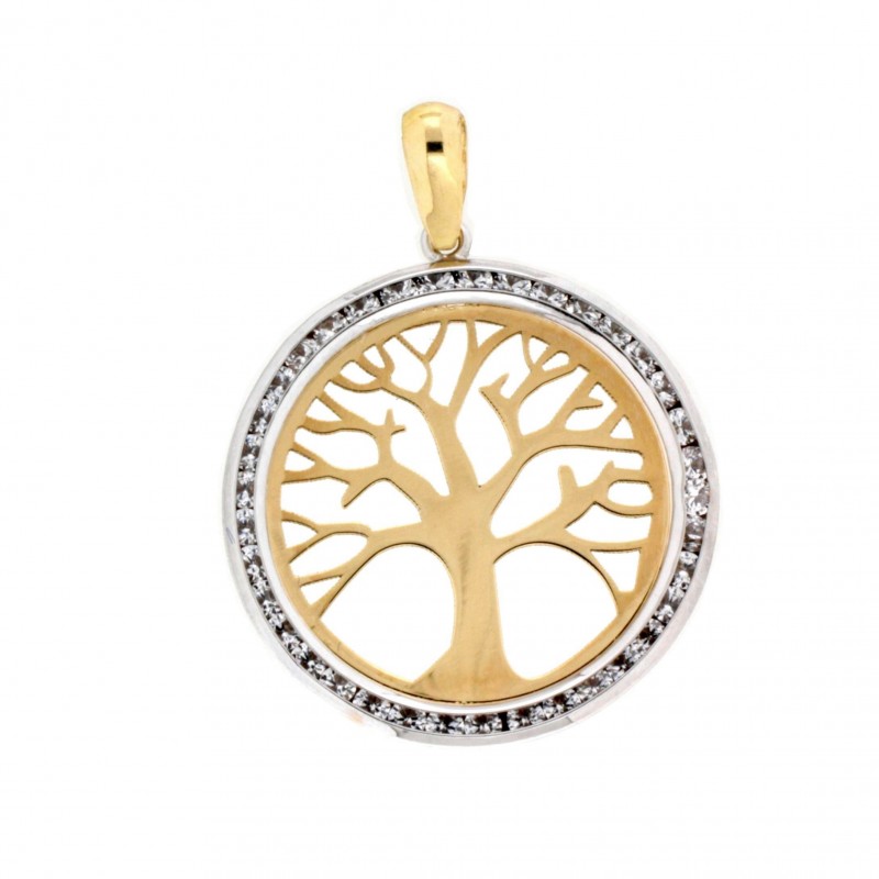 Colgante arbol de la vida oro bicolor 18k [35-5831 ]