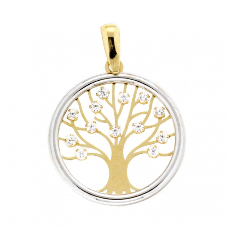 Colgante arbol circonitas bicolor oro bicolor 18k [35-5836 ]