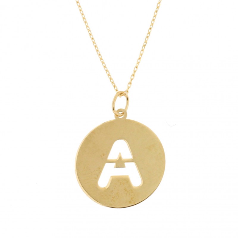 Colgante letra a con cadena oro amarillo 18k [35-5857-a ]