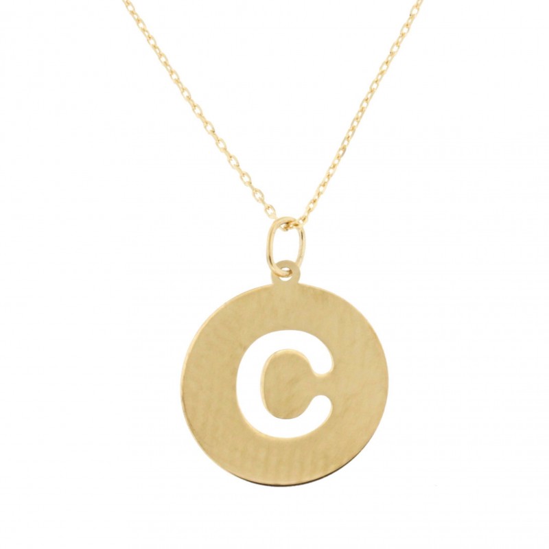 Colgante letra c con cadena oro amarillo 18k [35-5857-c ]