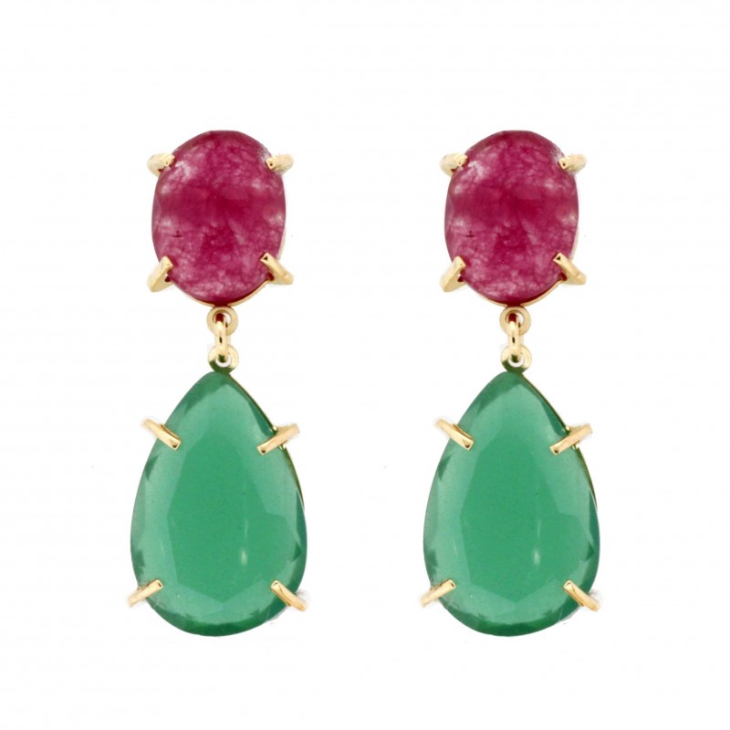 Pendientes piedra color oro 18k [3-55988-e-p9-839]