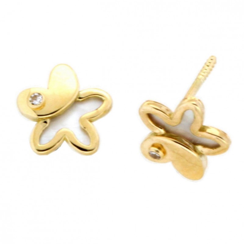Pendientes nacar estrella oro amarillo 18K [3-56051-P]