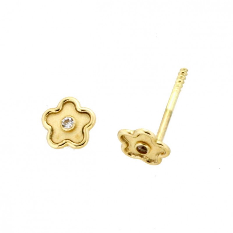 Pendientes flor oro amarillo 18K [3-56157-P]