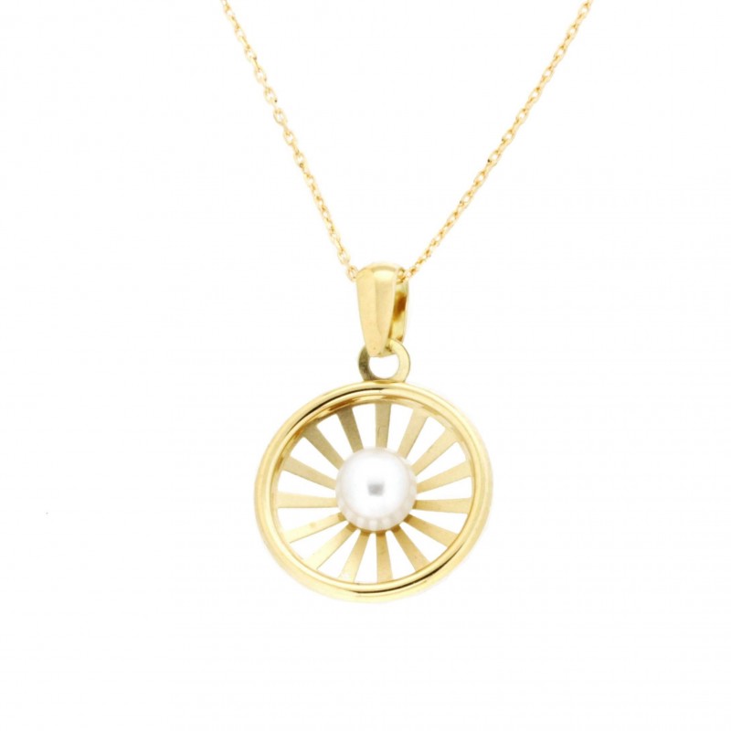 Colgante perla redondo con cadena oro amarillo 18k [35-6174-cad ]