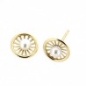 Pendientes perla redondo oro amarillo 18K [35-6174-P]