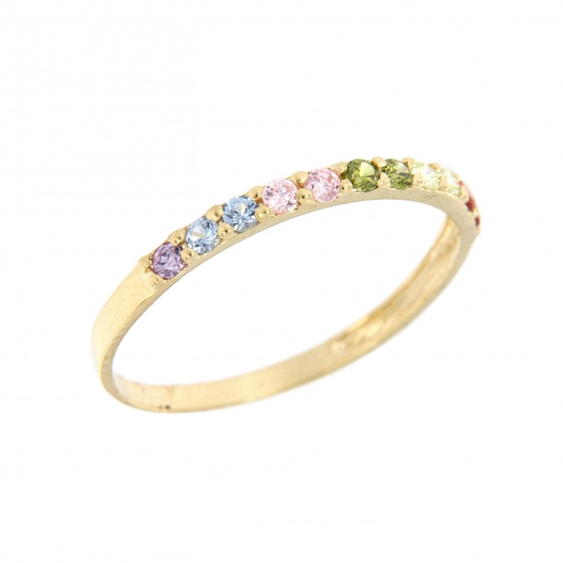 Anillo sortija piedras multicolor oro amarillo, oro 18k [ 3-56303-s ]