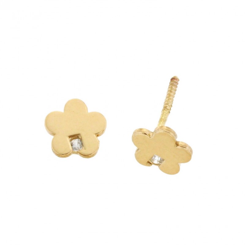 Pendientes flor oro amarillo 18K [35-6941-1-P]