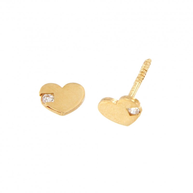Pendientes corazon circonita oro amarillo 18K [35-6942-11-P]