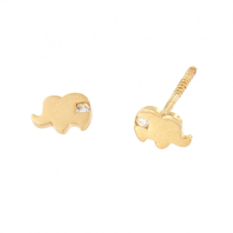 Pendientes elefante circonita oro amarillo