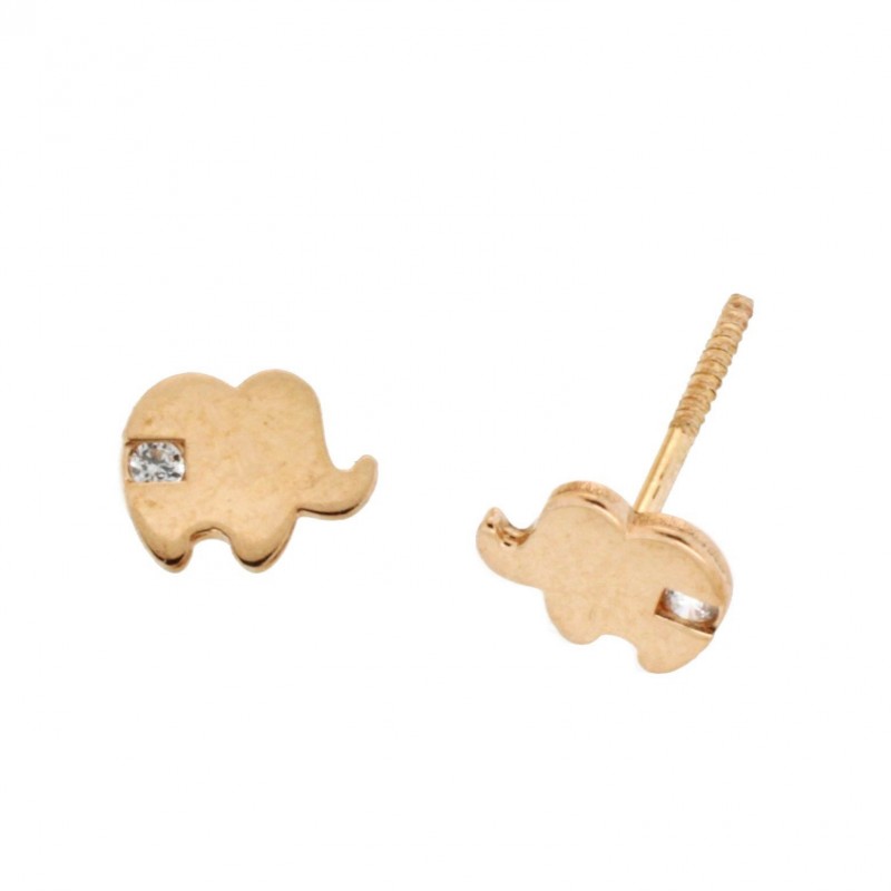 Pendientes elefante oro rosa