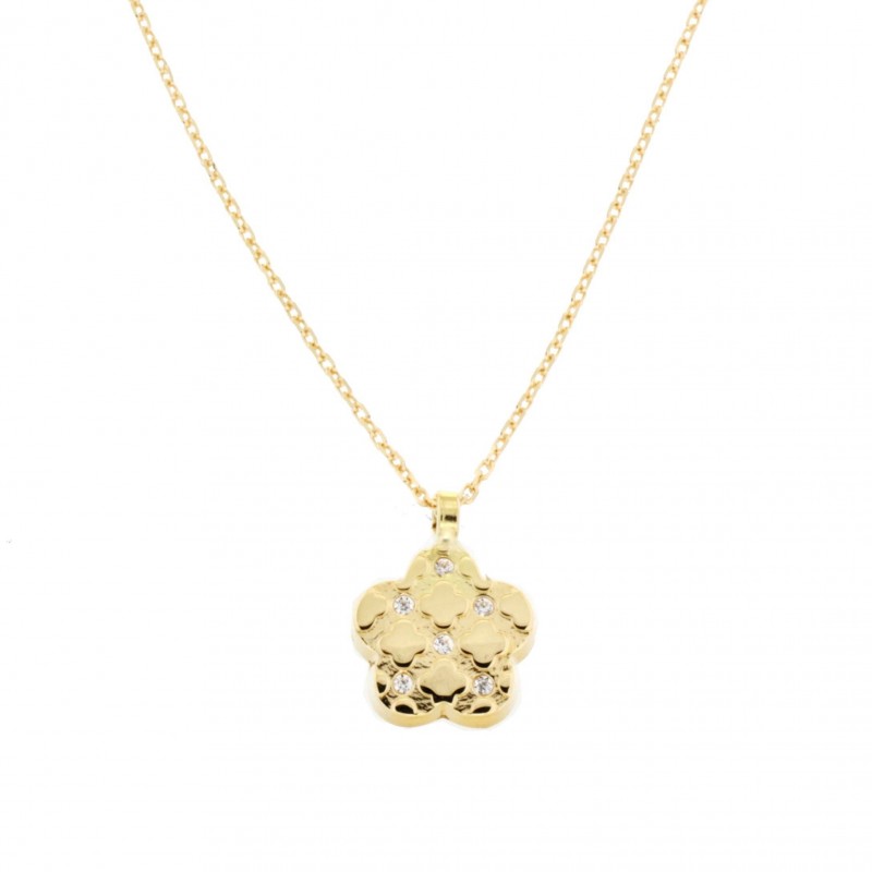 Colgante flor con cadena oro amarillo 18k [35-6947-cad ]