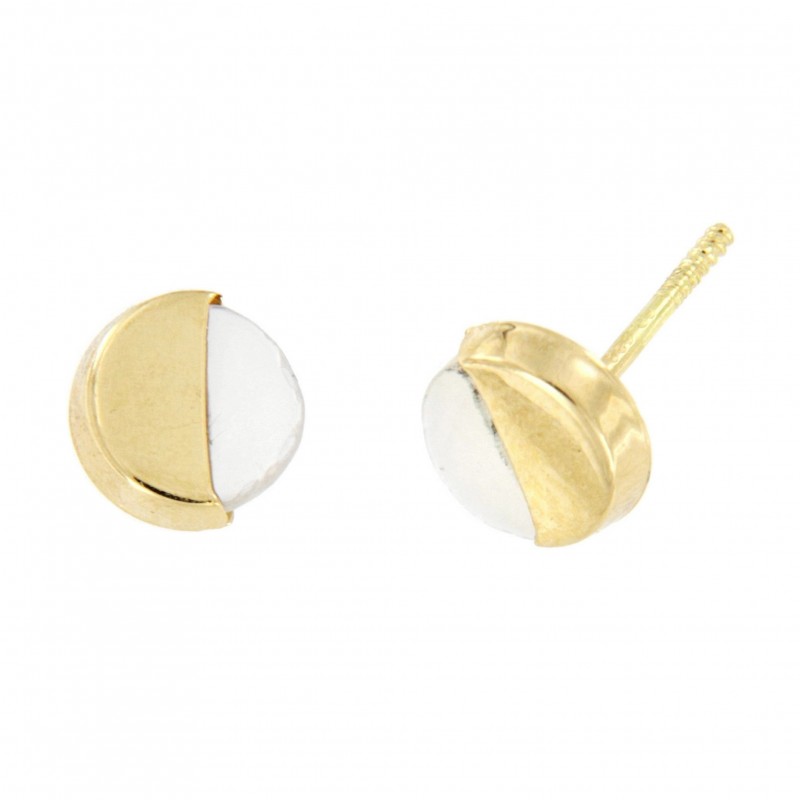 Pendientes nacar redondo oro amarillo