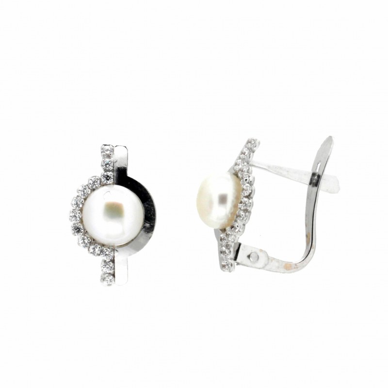 Pendientes perla oro blanco 18K [35-8100-1-P]