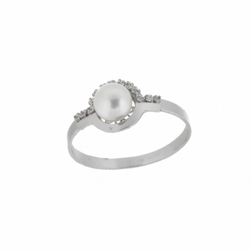 Sortija perla oro blanco