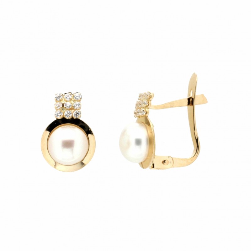 Pendientes perla oro amarillo 18K [35-8103-P]