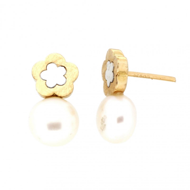Pendientes perla oro amarillo 18K [35-8419-P]