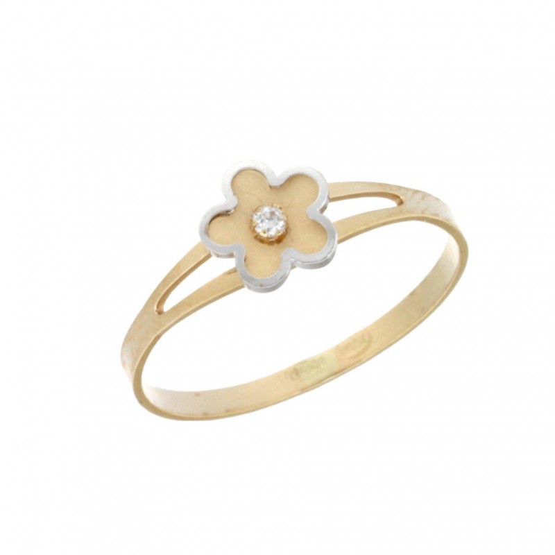 Sortija diamantes comunion oro bicolor