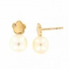 Pendientes flor perla comunion Oro 18k [35-8510-1-P]