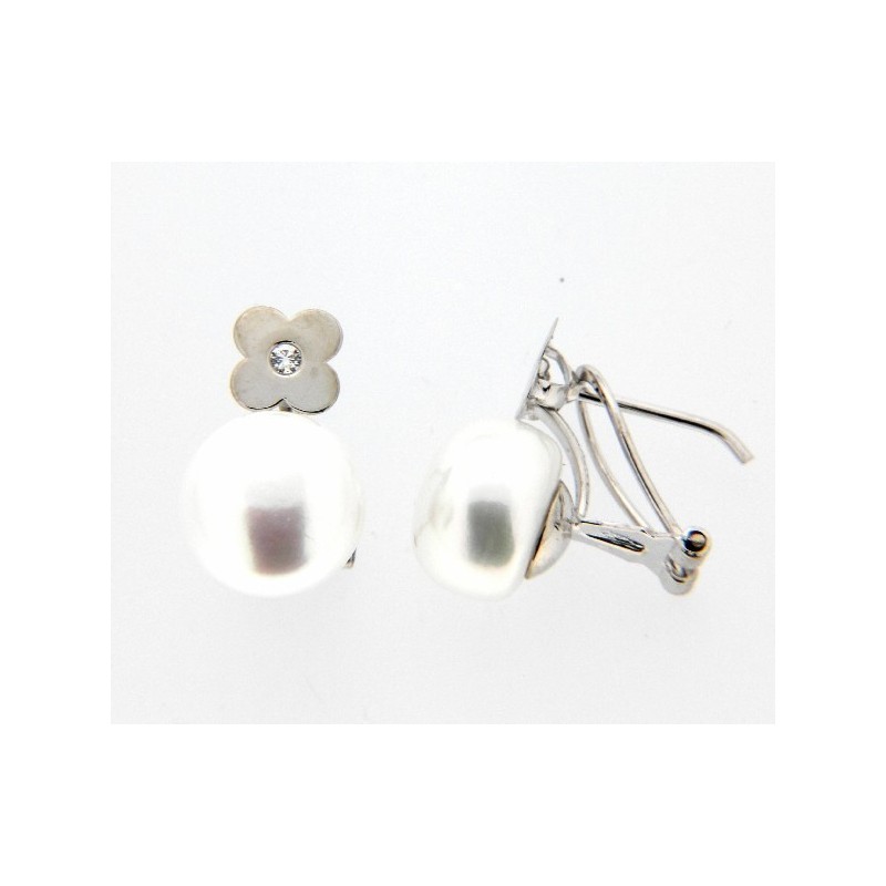 Pendientes perla oro blanco 18K [35-9052-1-P]
