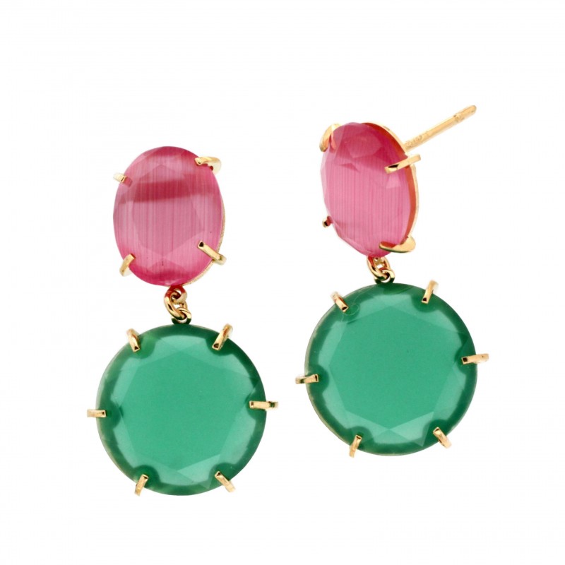 Pendientes piedra color oro 18k [35-9768-p9-839]