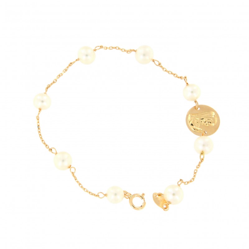 Pulsera perlas comunion oro 18k [3-70644-pu]