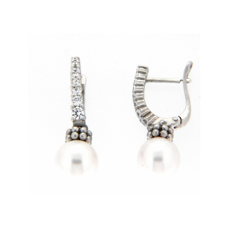 Pendientes perla oro blanco oro 18k [37-279-p]