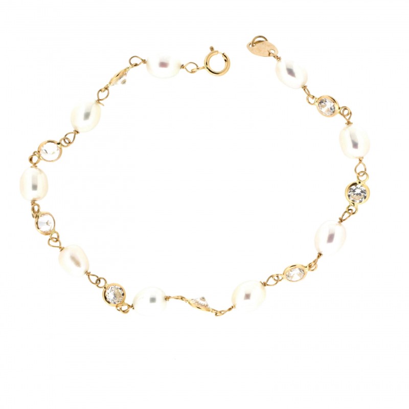 Pulsera perlas comunion oro 18k [3-7712-pu]