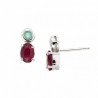 Pendientes esmeralda rubi oro blanco 18K [40-13739-ER-P]