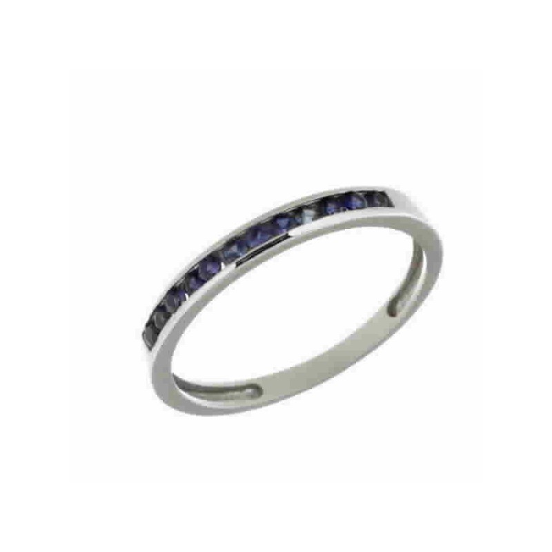 Sortija circonita color zafiro oro blanc