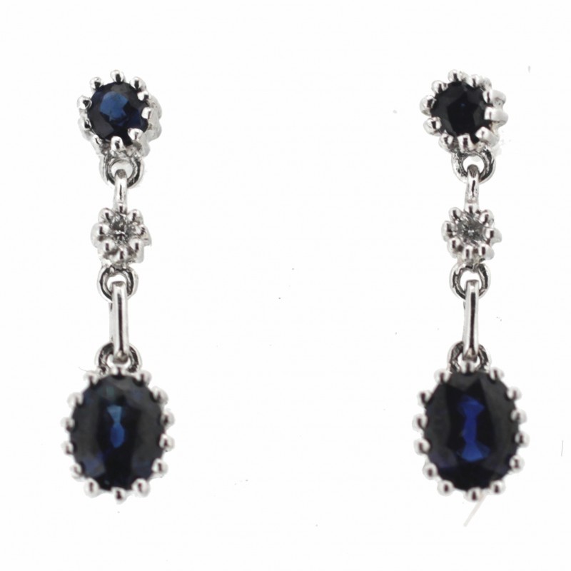 Pendientes diamantes zafiro oro 18k [45-4355-p]