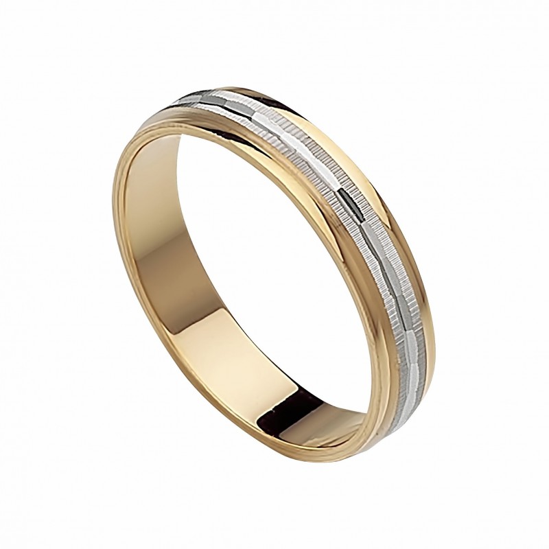 Alianza lapidada bicolor oro