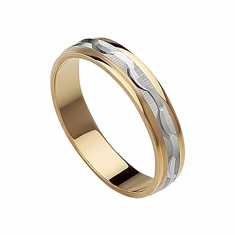 Alianza lapidada bicolor oro