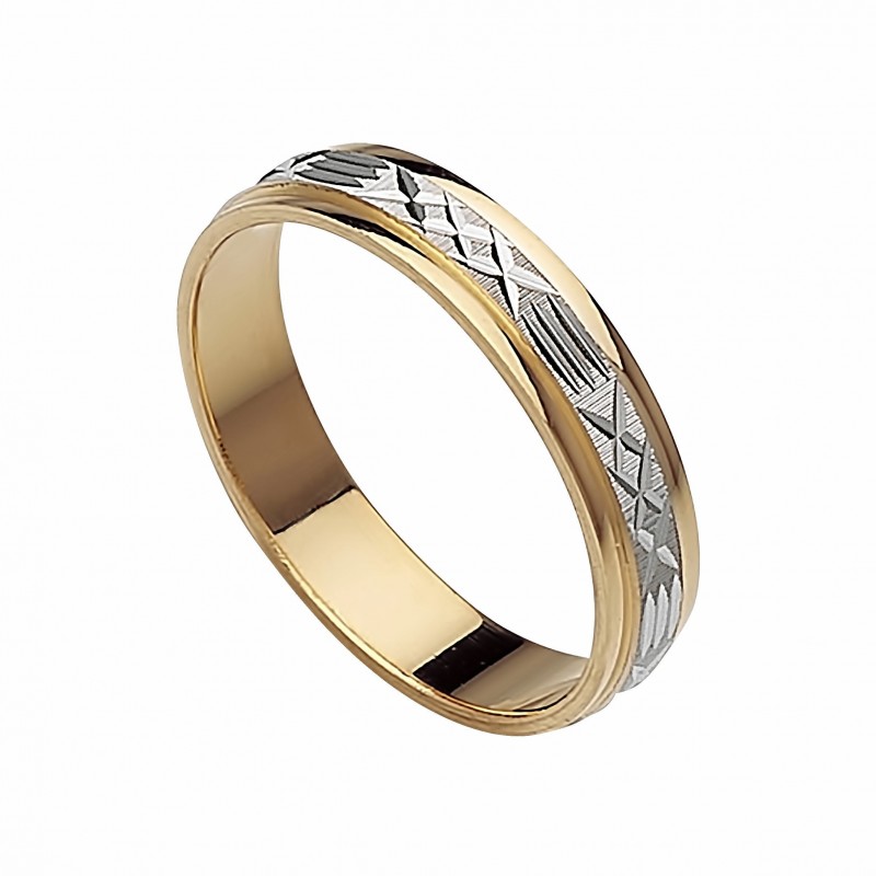 Alianza lapidada bicolor oro