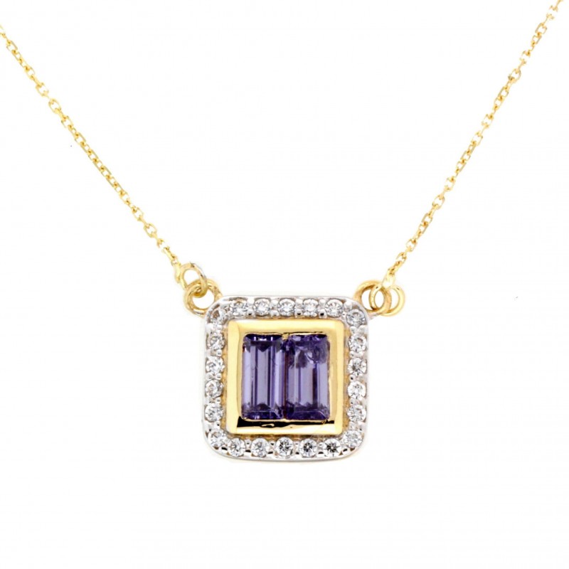 Colgante con cadena amatista oro amarillo 18k [51-1021-am ]