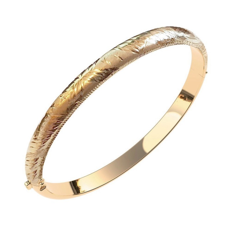 Pulsera caña grabada oro 18k [51-30-60-g]
