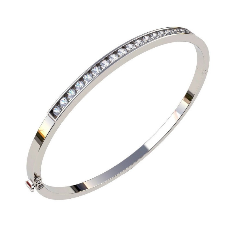 Pulsera caña circonitas oro blanco oro 18k [51-3-35-b]