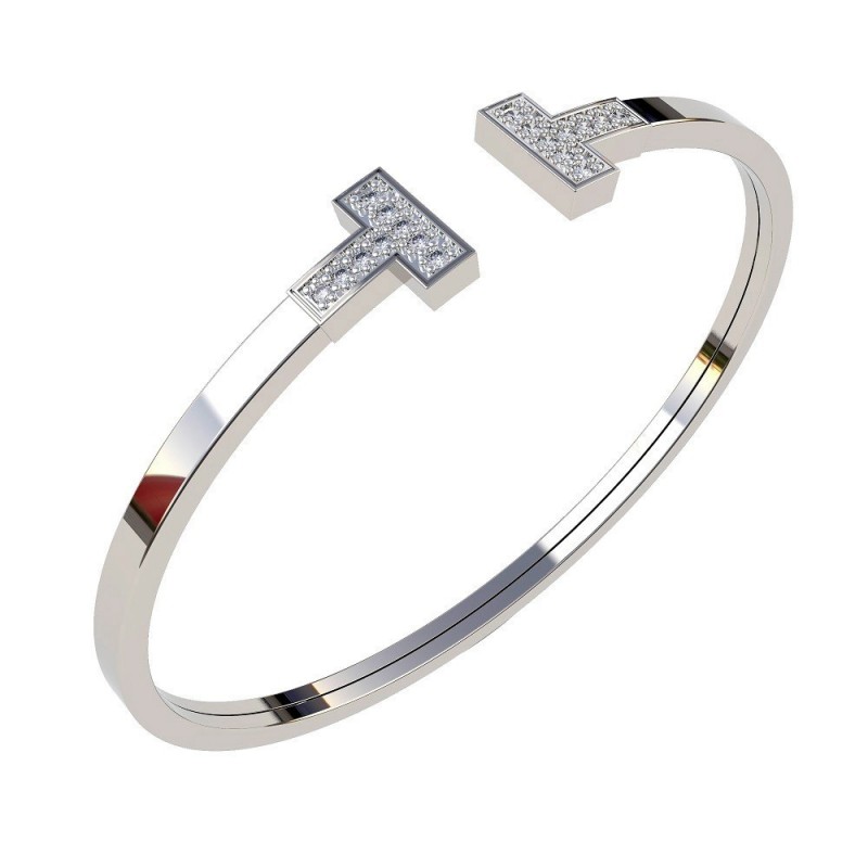 Pulsera caña circonitas oro blanco oro 18k [51-45-t-30-b]