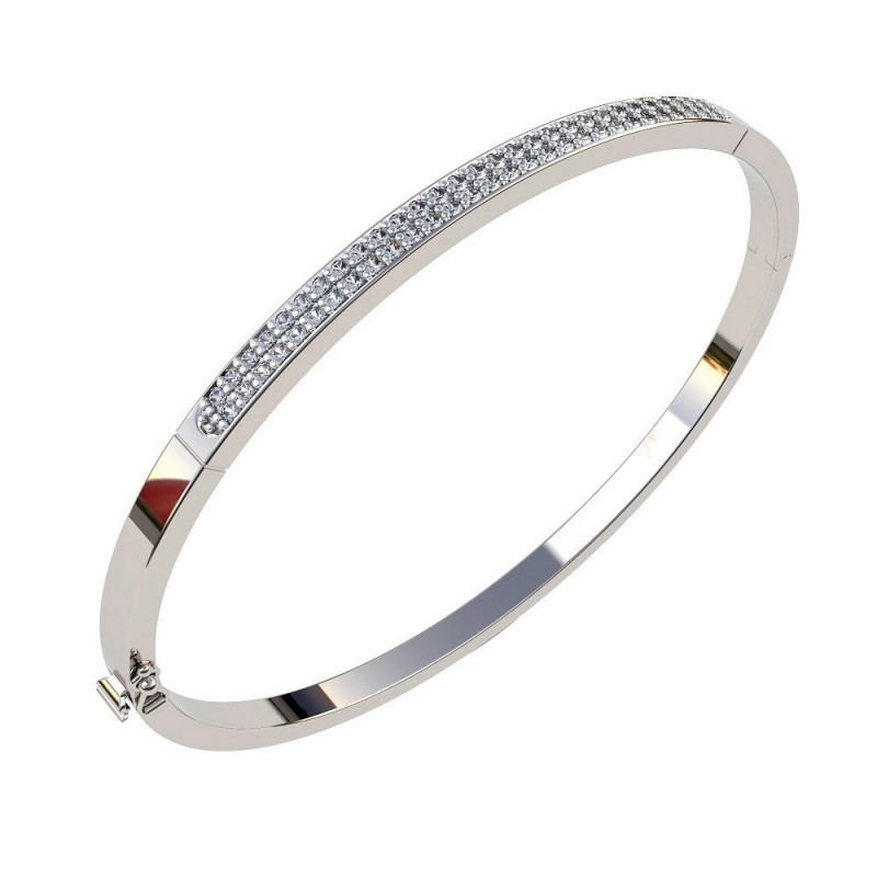 Pulsera caña circonitas oro blanco oro 18k [51-6-35-b]