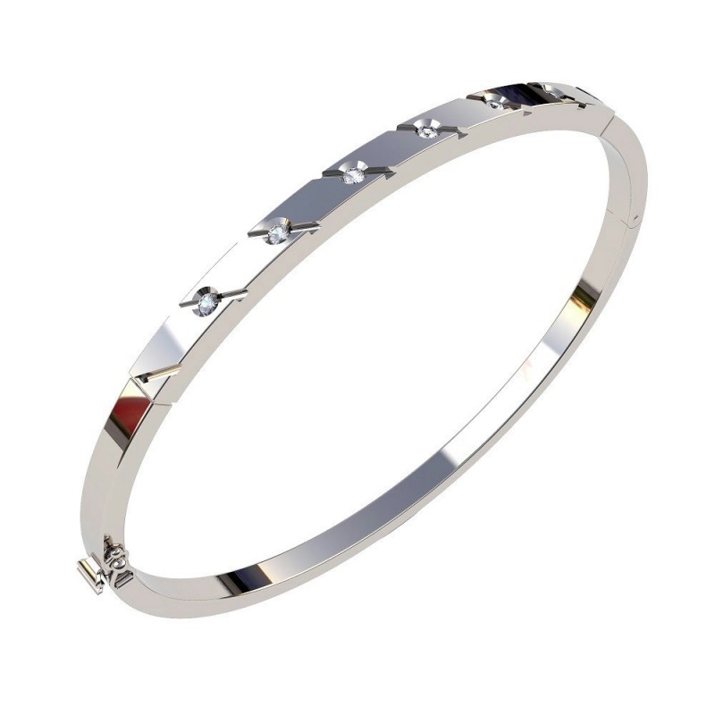 Pulsera caña circonitas oro blanco oro 18k [51-8-35-b]